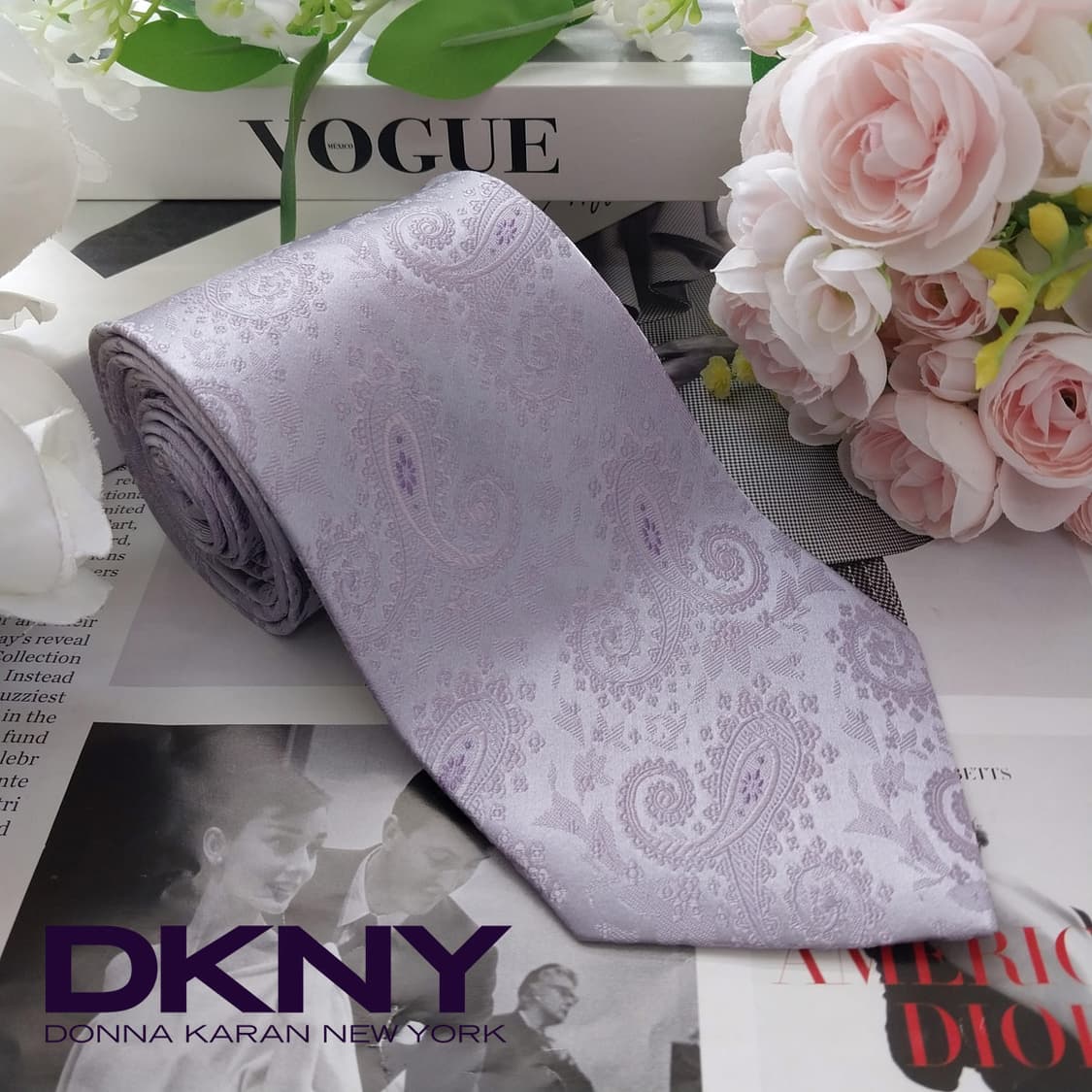 디케이엔와이 넥타이 연보라 페이즐리 9.4cm A+등급 K1984 상품이미지2