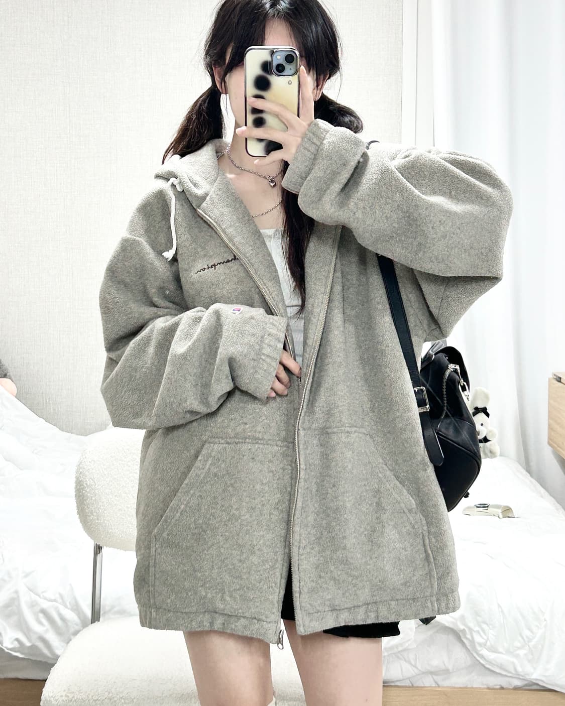 챔피온 초코로고 모카 플리스 누빔자켓 상품이미지4