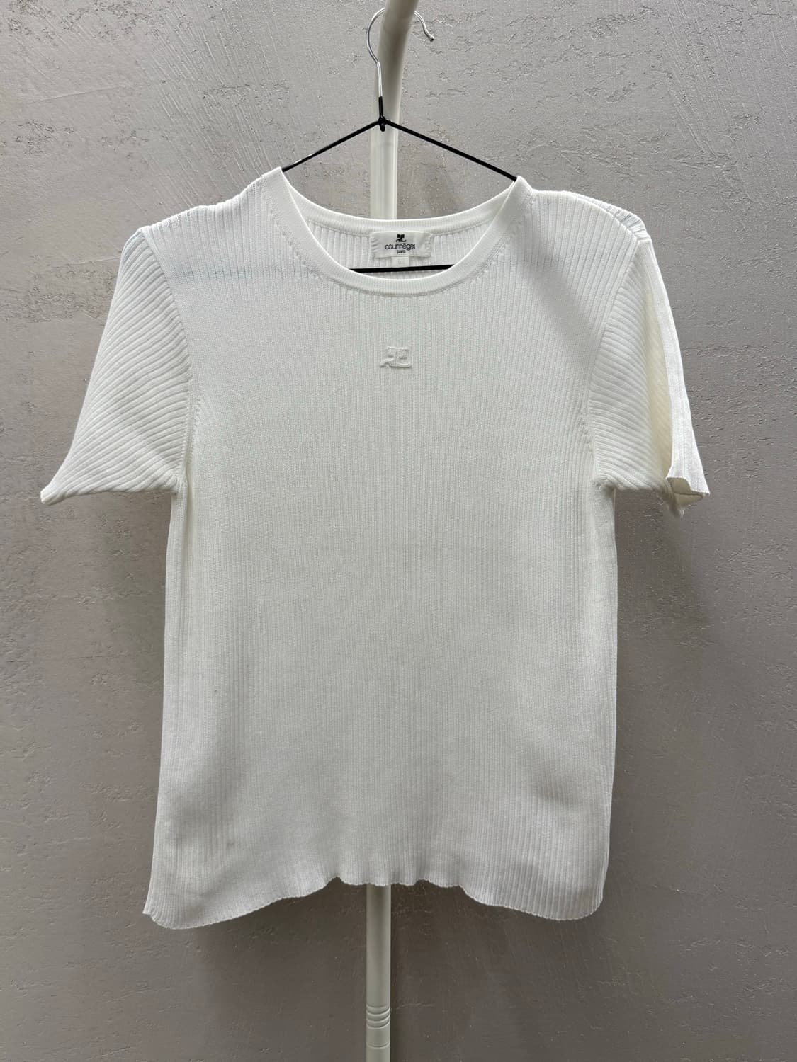 courreges 꾸레쥬 골지 반팔 화이트 9R 상품이미지2