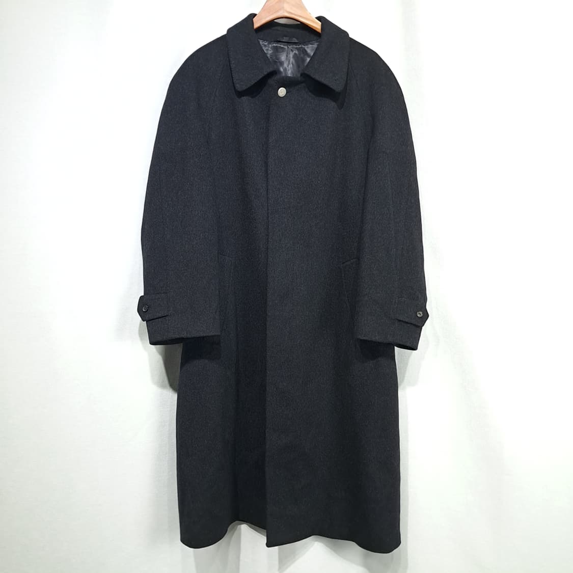 CL286 L 버버리 90s 독일판 울 히든버튼 블랙 코트 상품이미지1