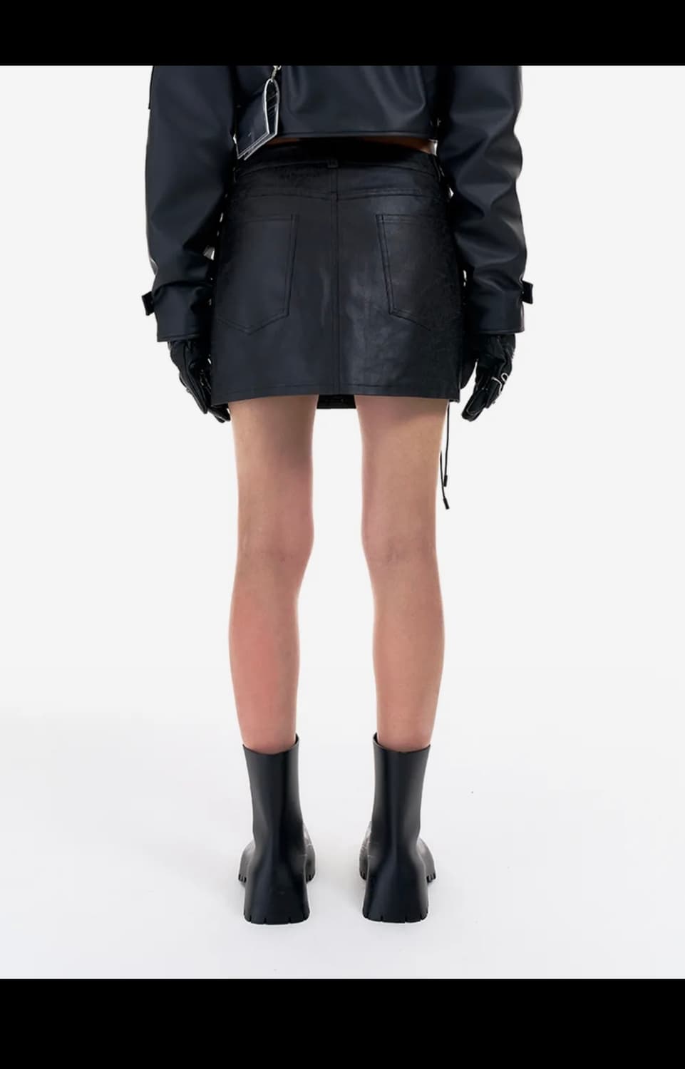 와이이이엘 아일렛 가죽 미니 스커트 상품이미지2
