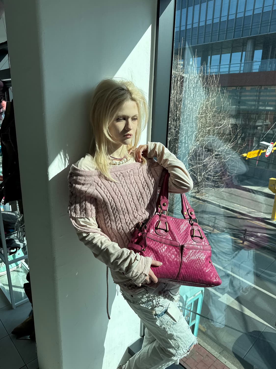 pink cable knit 상품이미지3