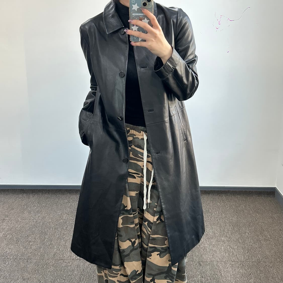 Vintage 일제 양가죽 롱 레더코트 상품이미지1