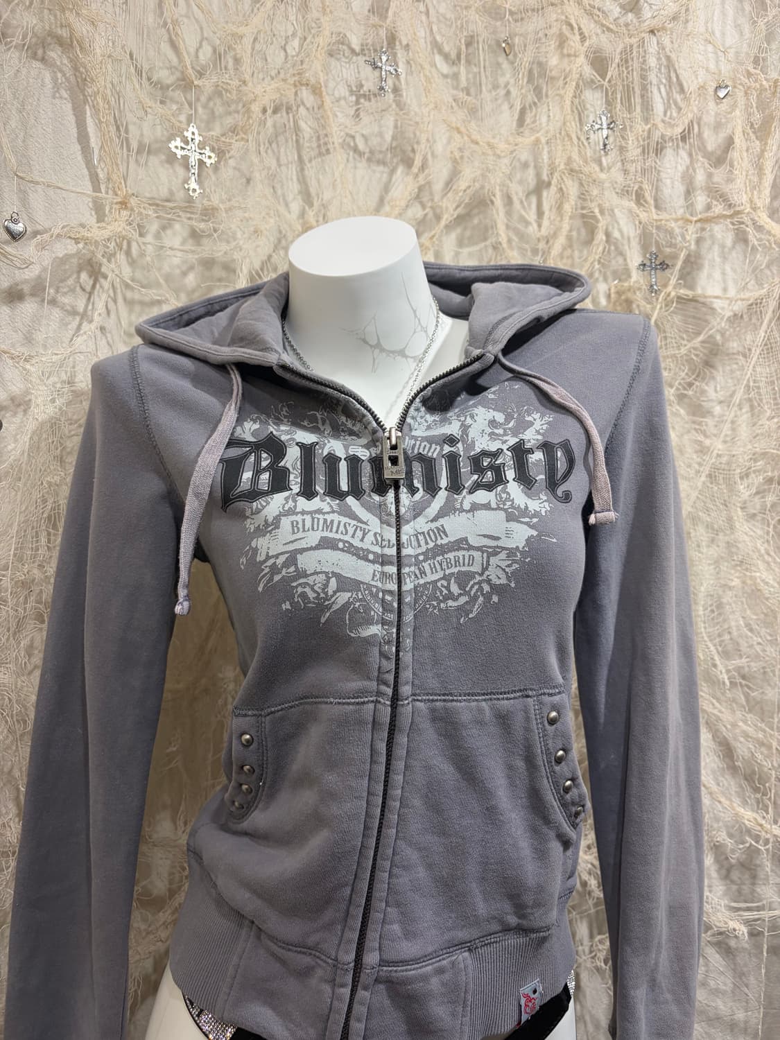 00's lettering stud hoodie zip up 상품이미지7