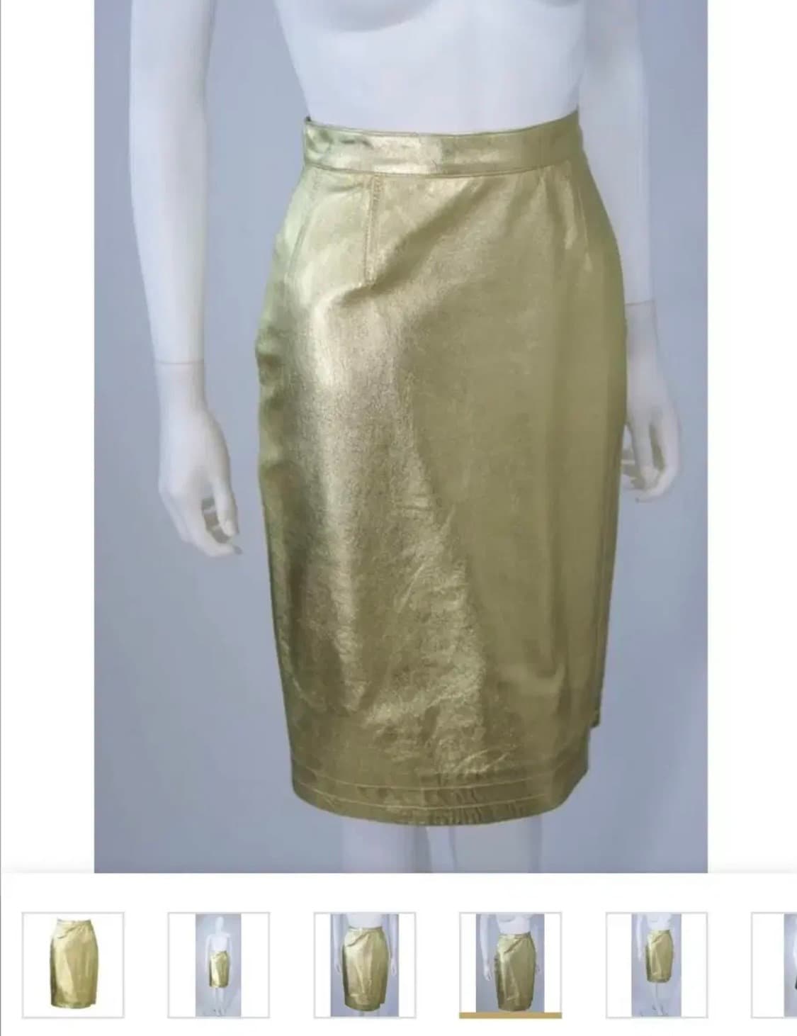 생로랑 빈티지 리얼 골드 가죽 스커트 상품이미지4