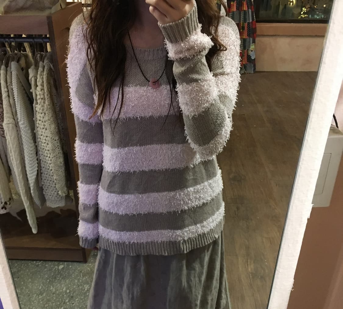 빈티지 너드 st 핑크 그레이 니트 모리 상품이미지1