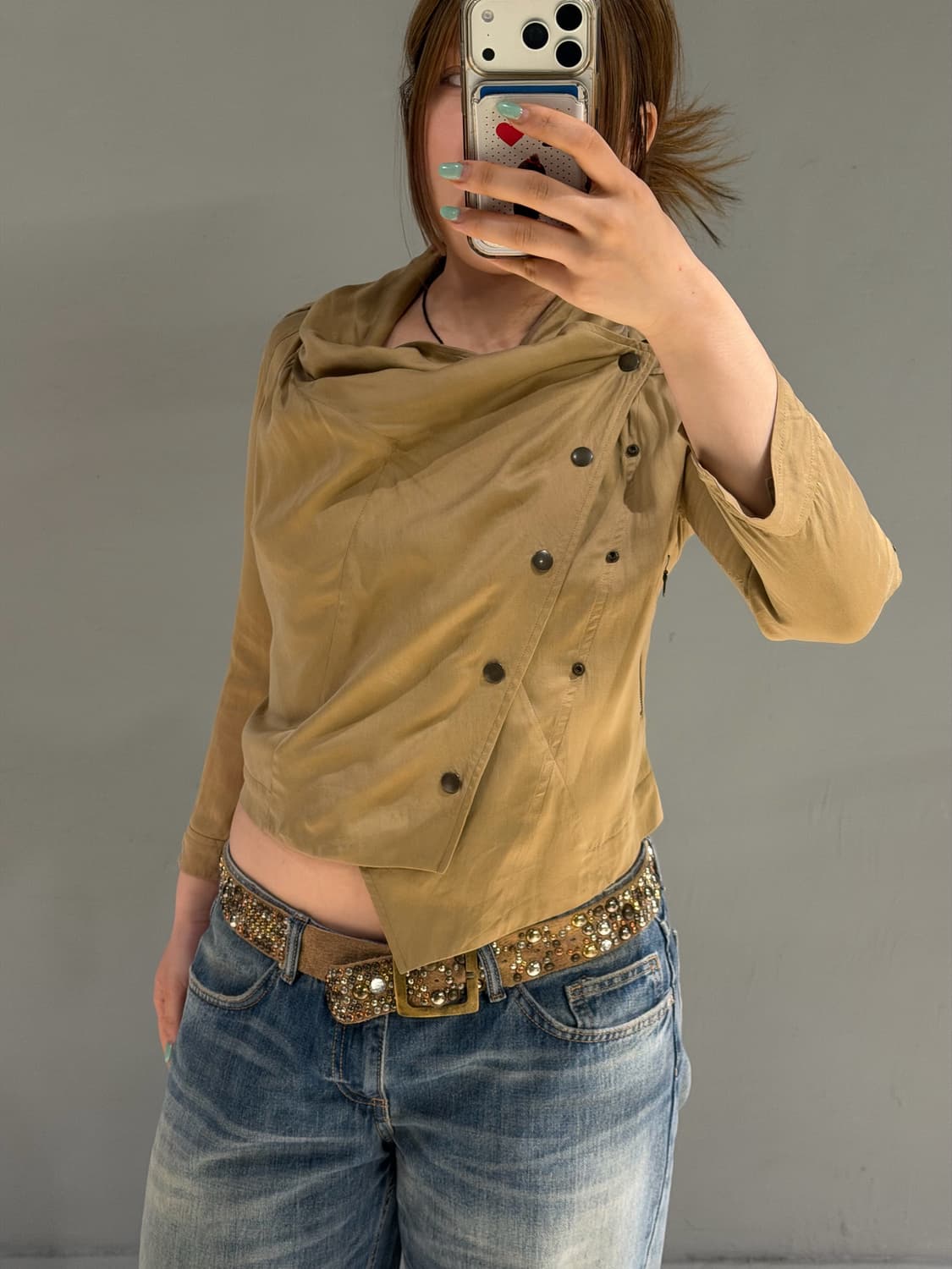 side snap button drape jacket 상품이미지3