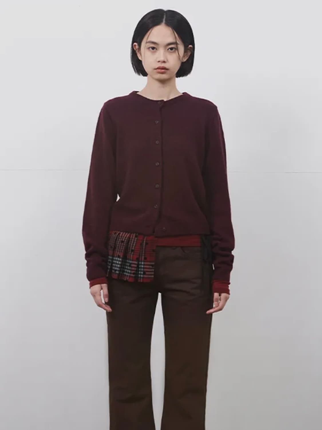 오헤시오 베이직 버건디 가디건 상품이미지2