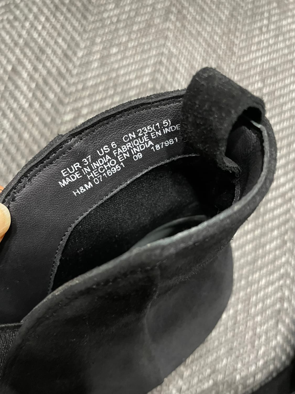 H&M 웨스턴 스웨이드 앵클 부츠 블랙 EU37/한국235 상품이미지4