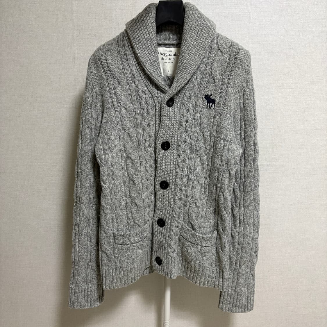 아베크롬비 케이블 숄카라 가디건 / 그레이, L 상품이미지1