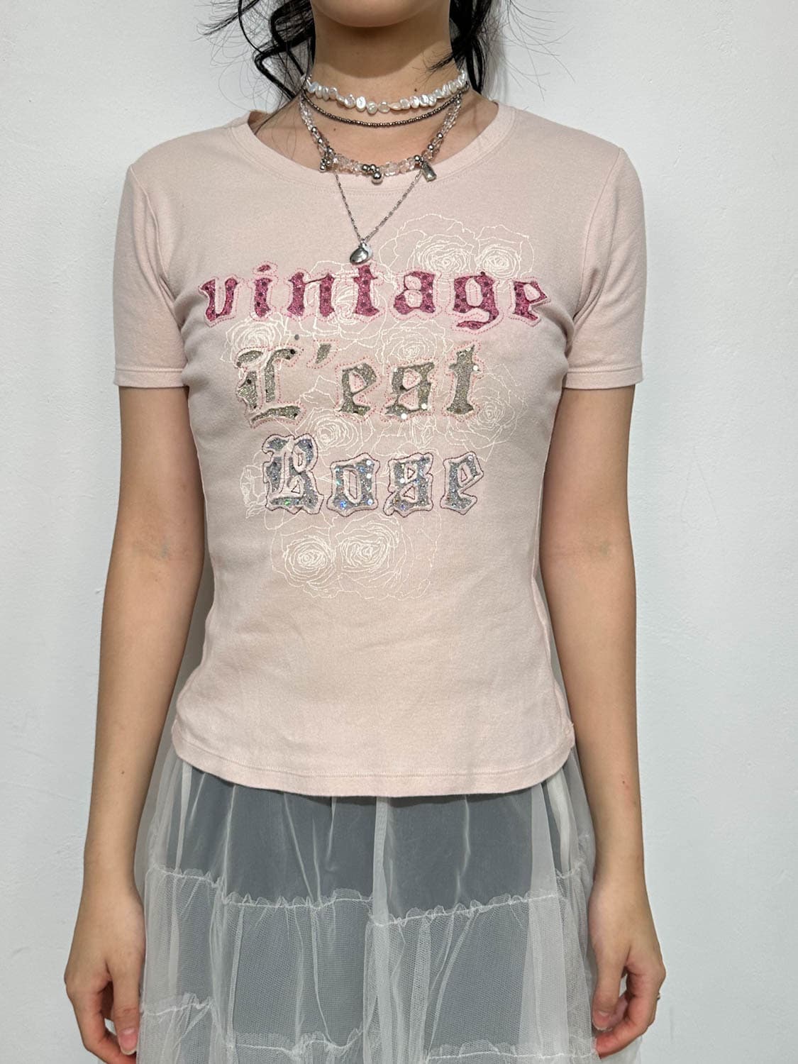L’EST ROSE vintage 레터링 반팔 상품이미지1