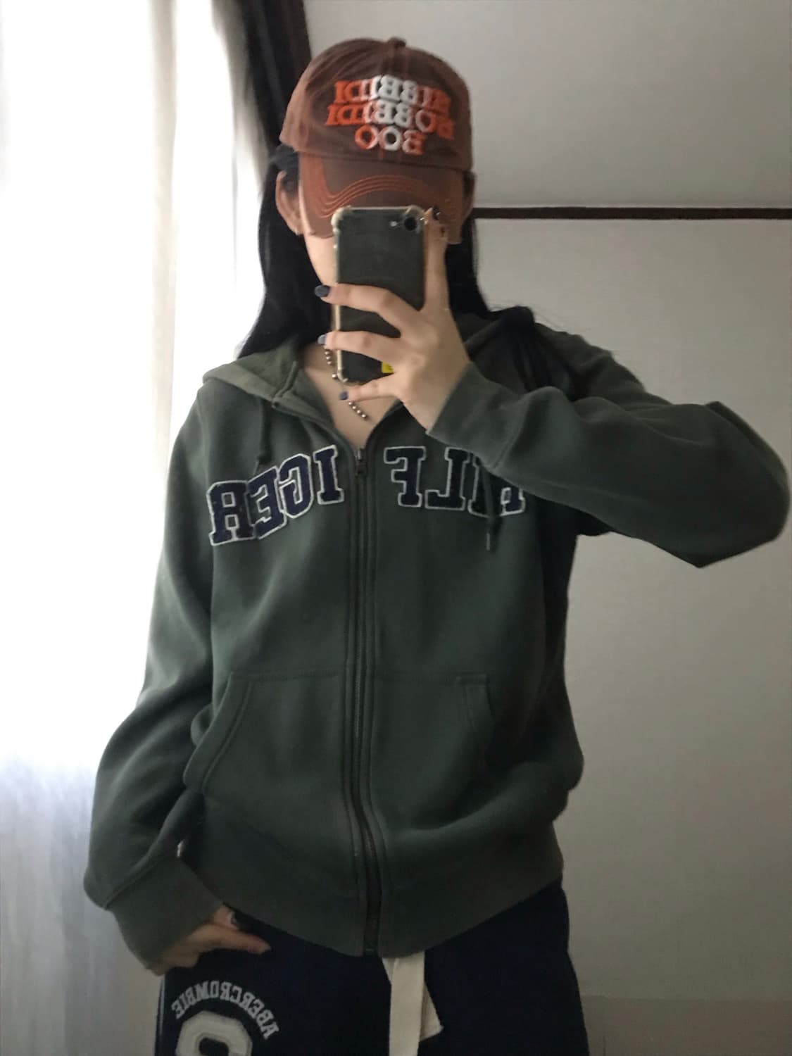 타미힐피거 카키 후드집업 상품이미지2