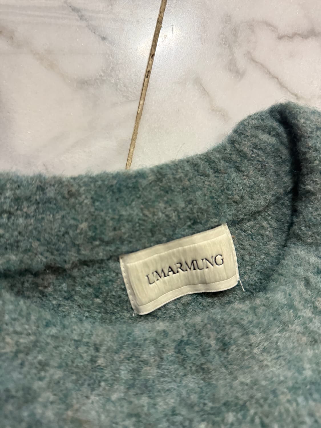 우마뭉 울 알파카 버튼 슬리브 니트 제이드 칼라 M 크롭니트 상품이미지5