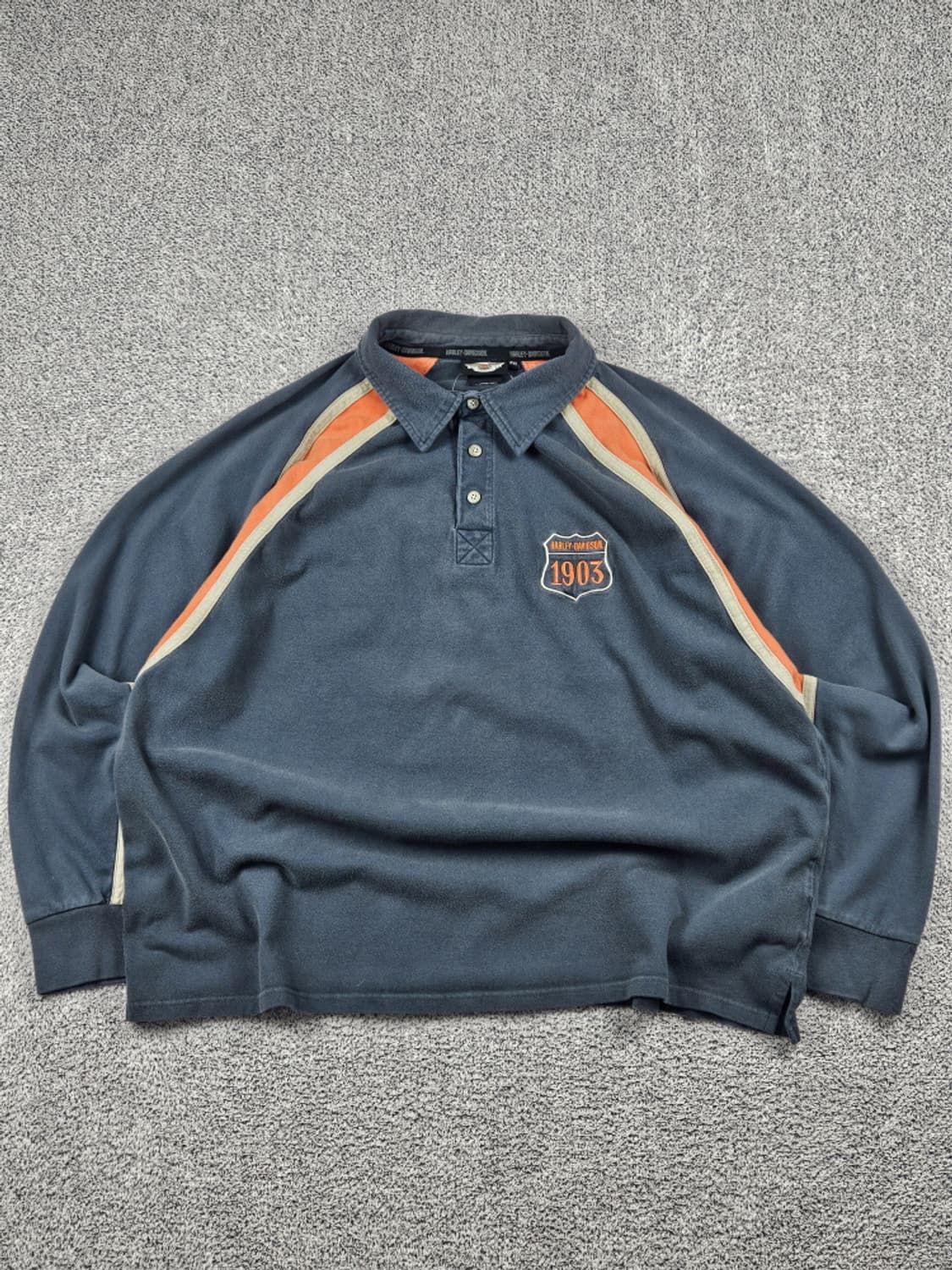 할리데이비슨 자수로고 래글런 럭비 티셔츠 ( 2XL ) / 10243 상품이미지2