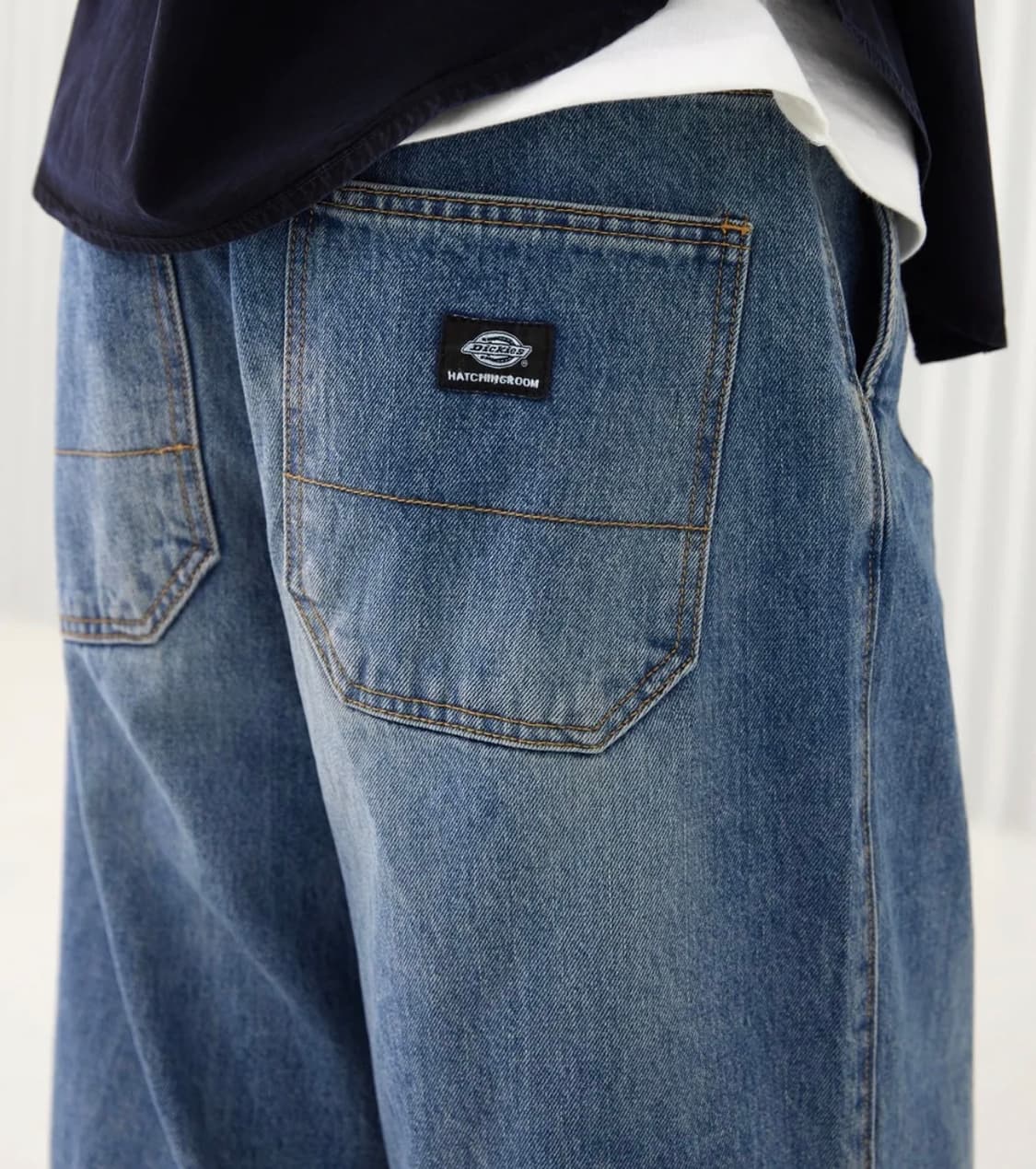 디키즈 x 해칭룸 벨티드 스노우 데님팬츠 청바지 washed blue 상품이미지3