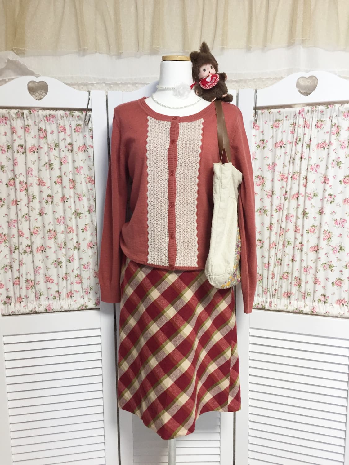 빈티지 사만사모스 사과 체크 스커트 상품이미지3