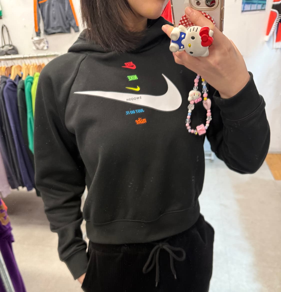 나이키 멀티 로고 스우시 크롭 후드티 S 상품이미지1