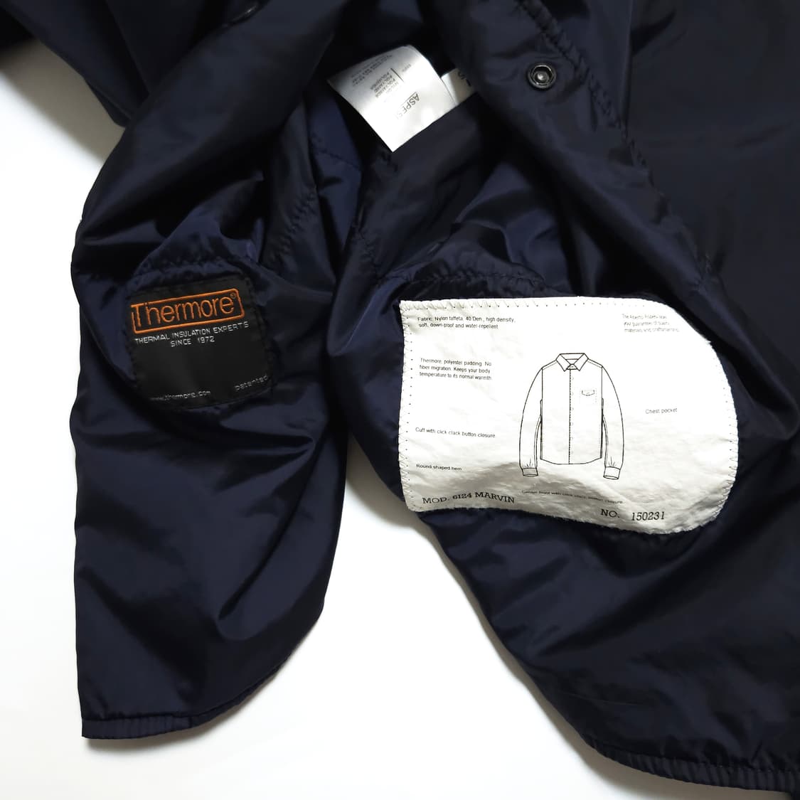 아스페시 Aspesi 써모어 경량 패디드 셔츠 자켓 네이비 상품이미지5