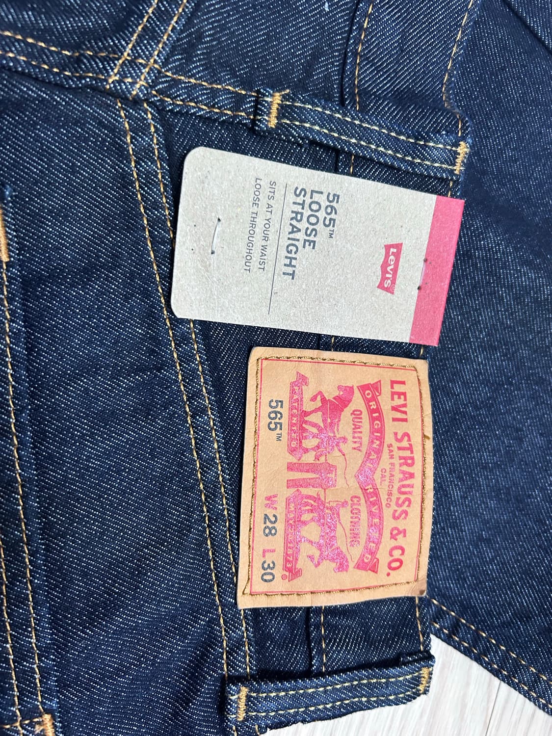 리바이스 565 루즈 스트레이트 진 다크인디고 생지 데님 상품이미지2