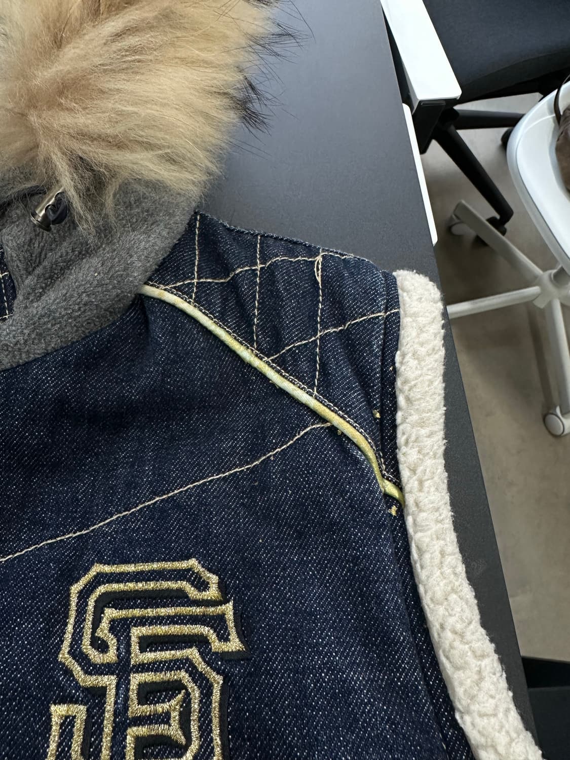 MLB 울프죠 양털 데님 패딩베스트 상품이미지8