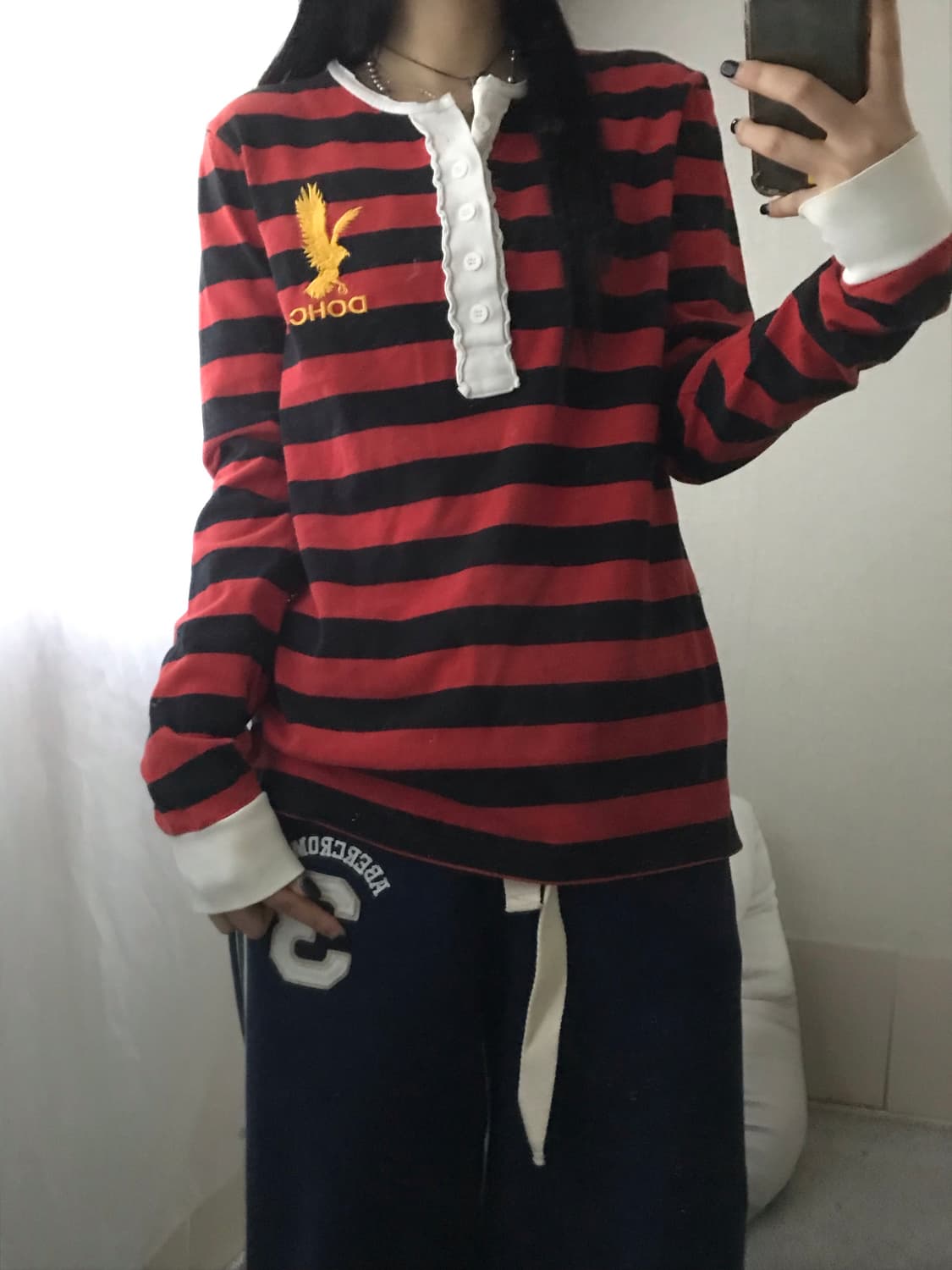 DOHC 스트라이프 버튼 롱슬리브 상품이미지1