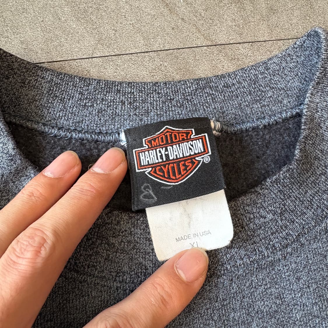 100주년 미국 생산 할리 데이비슨 블루 스웻셔츠 상품이미지5
