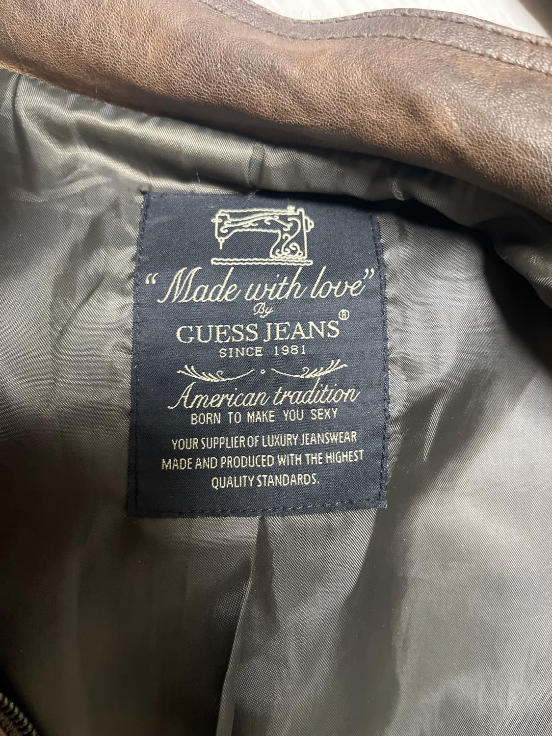 게스 브라운 빈티지 가죽자켓 미듐 상품이미지2