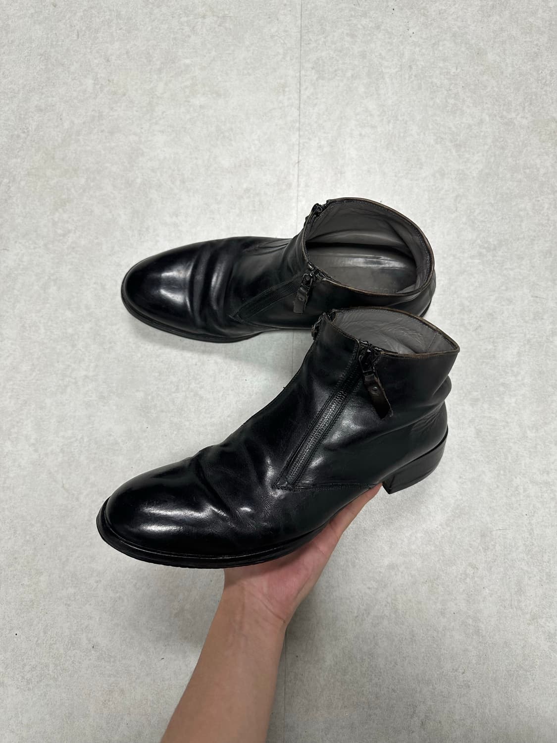 알마니 더블 지퍼 레더 부츠 상품이미지2