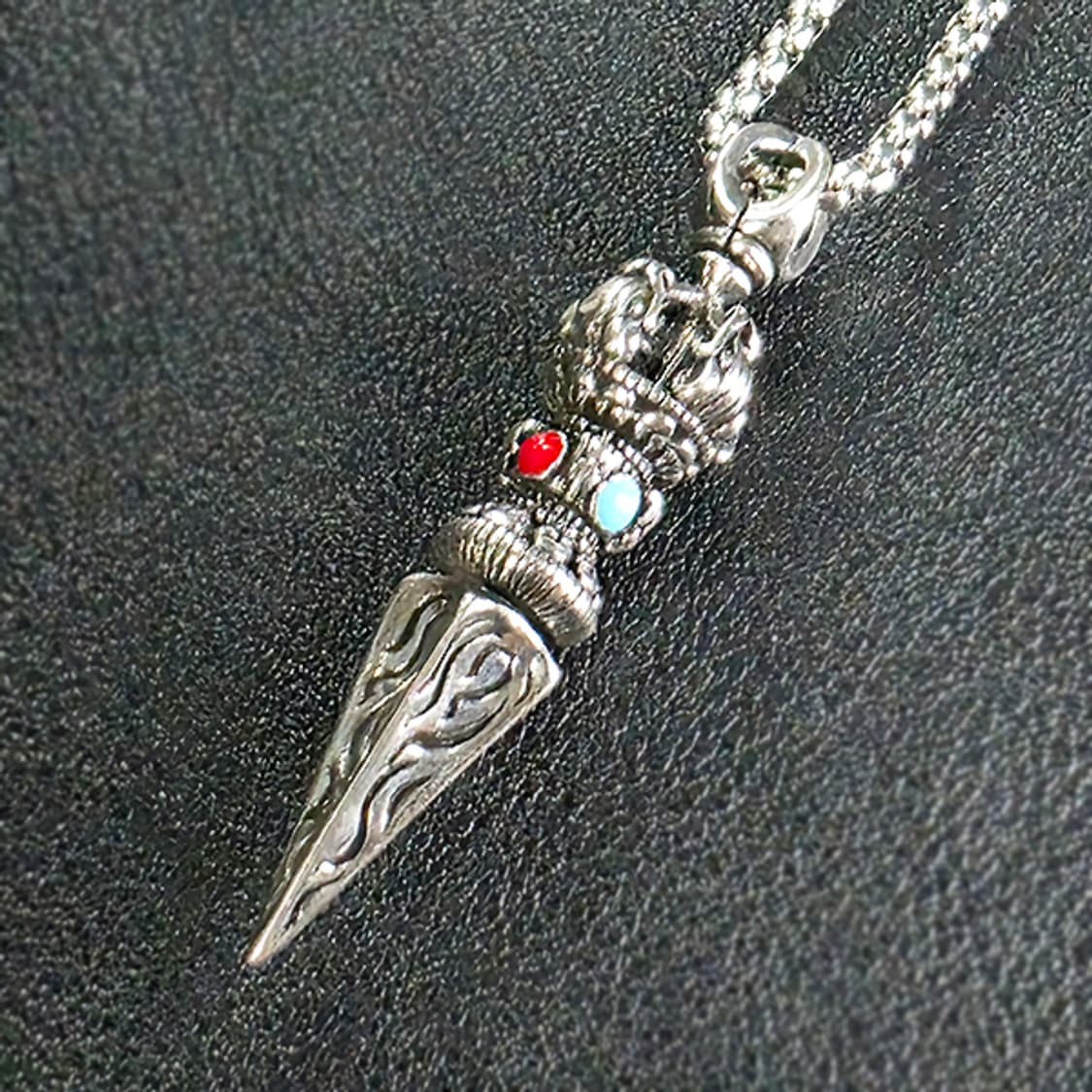 바즈라 백동 펜던트 엔틱 금강저 불교 남자 목걸이 상품이미지1