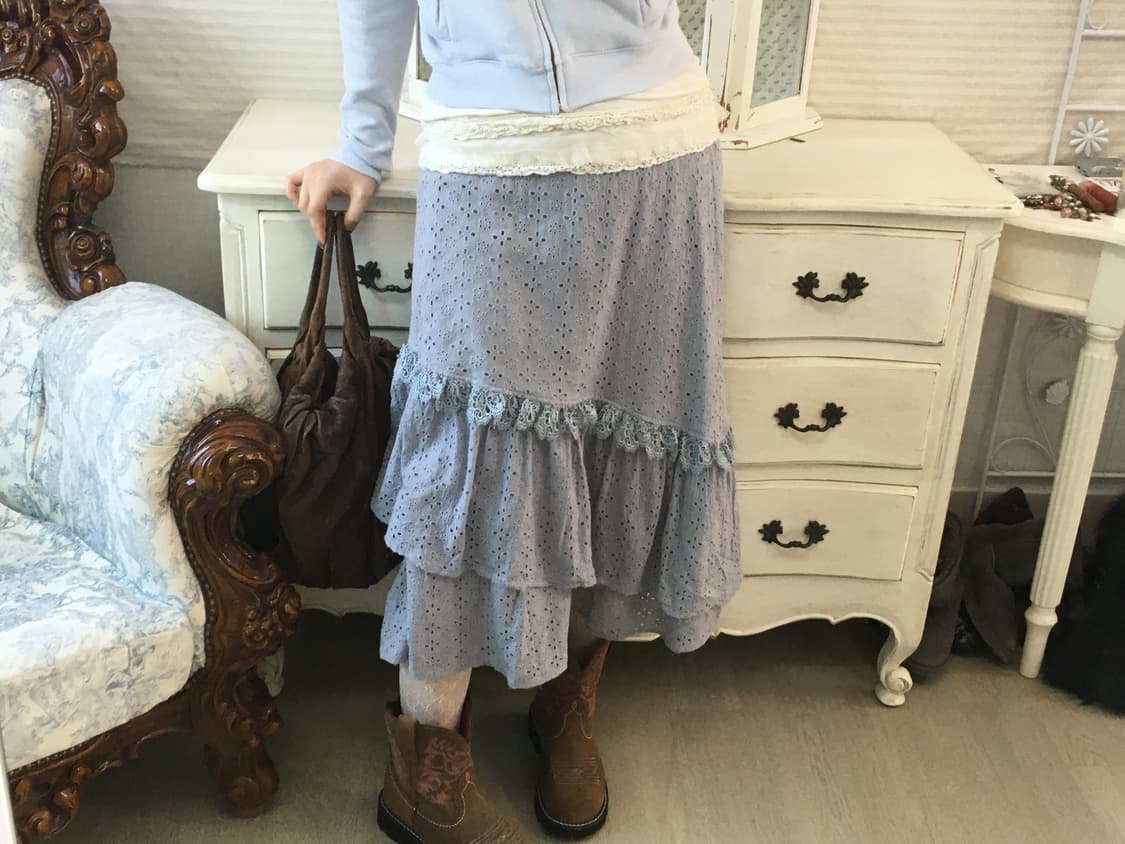 jpn vintage sora crochet lace cancan sk 상품이미지2