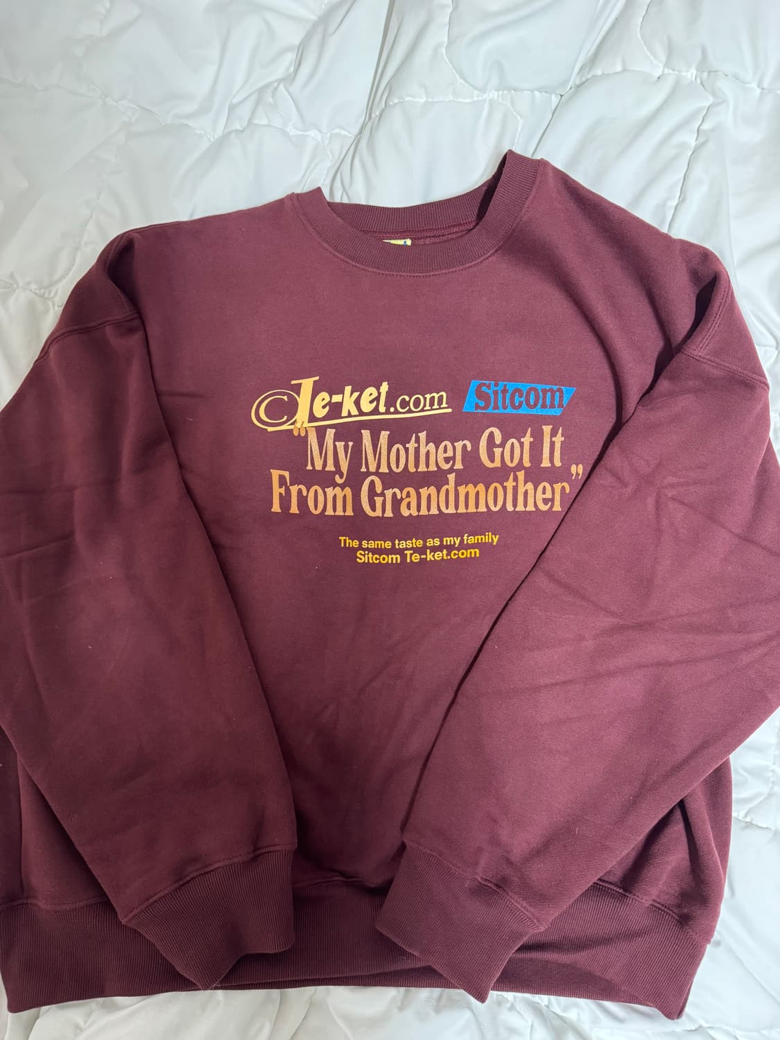 테켓 버건디 맨투맨 L 상품이미지1