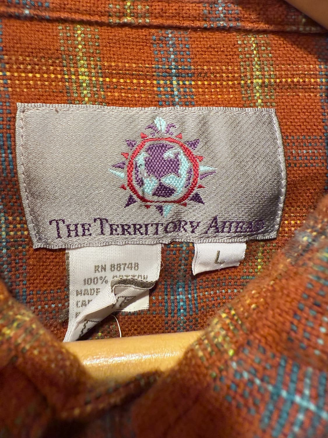 빈티지 오렌지 플란넬 체크셔츠 상품이미지2