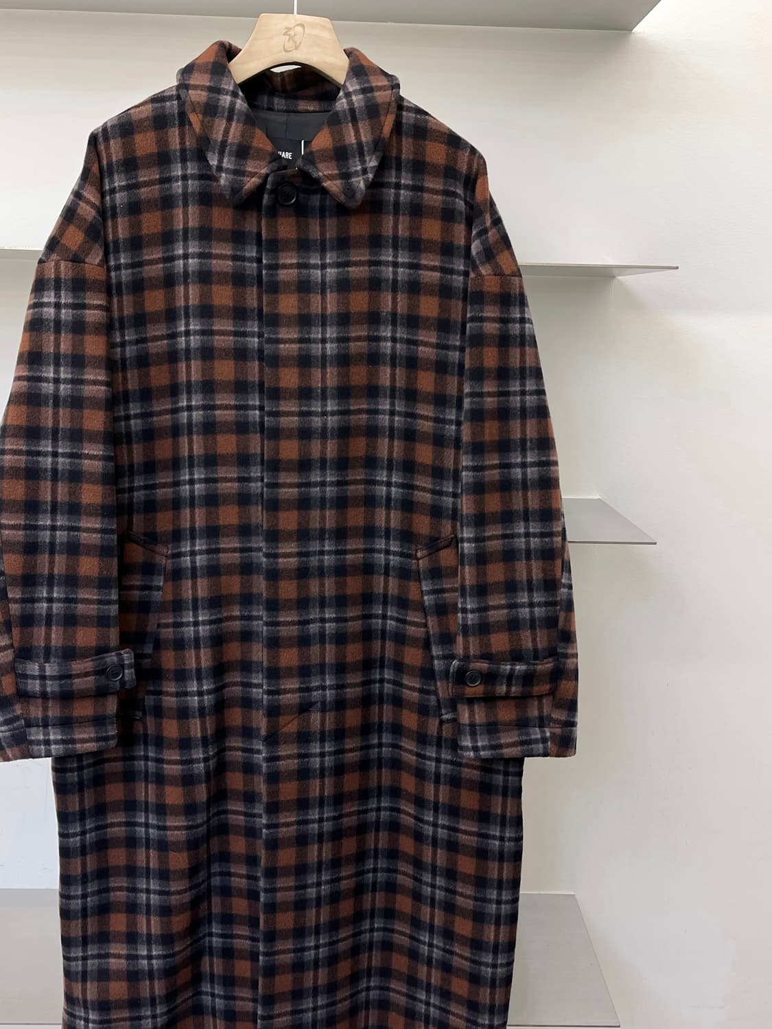 Hare 타탄 체크 울 맥 코트 상품이미지3