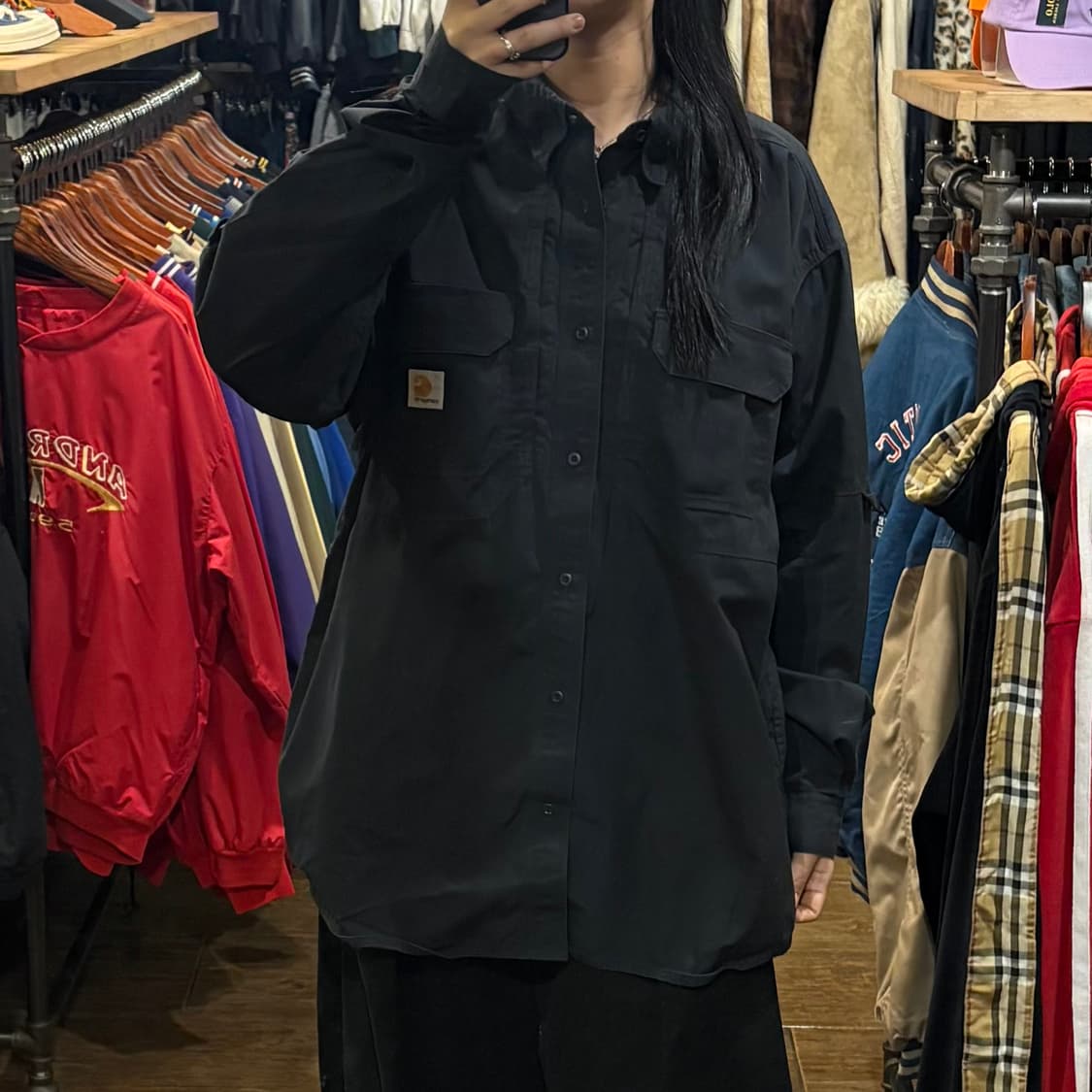 [HI] Carhartt 칼하트 투포켓 긴팔셔츠 블랙 상품이미지2