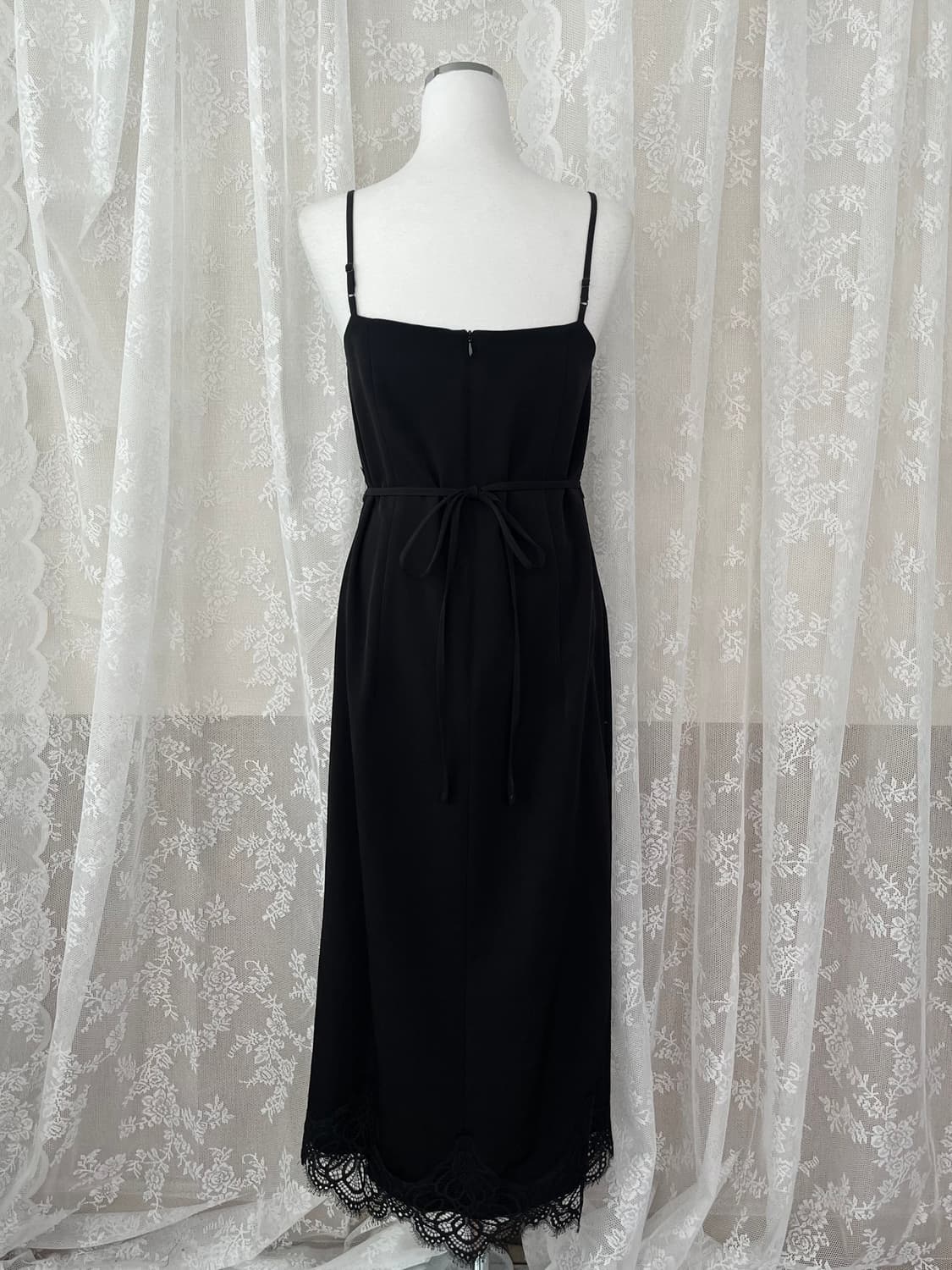 F) 오앨 OUEL 슬릿 레이스 슬립 드레스 블랙 상품이미지4