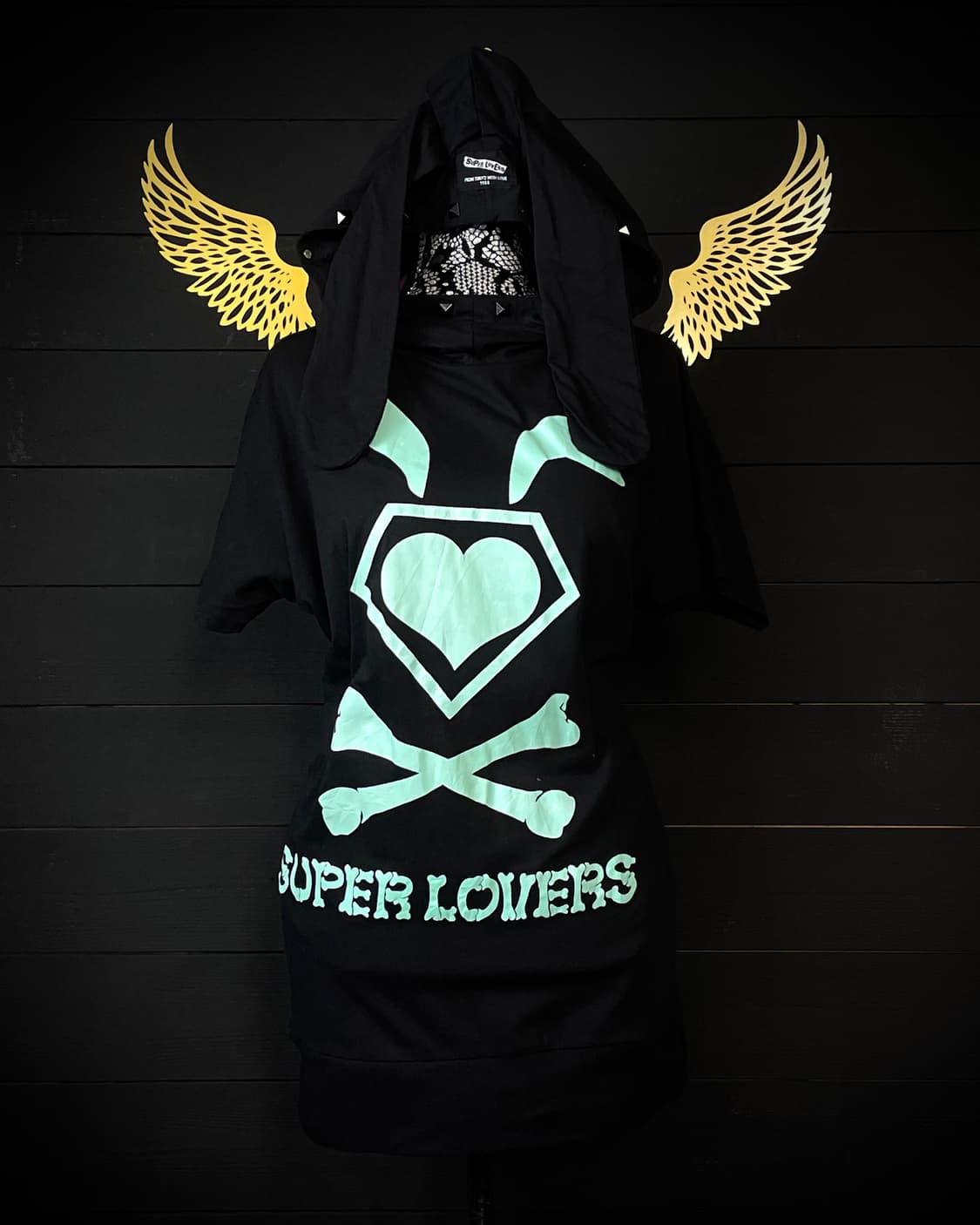 SUPER LOVERS 펑크 민트 우사미미 래빗 토끼귀 스터드 후드티 상품이미지1