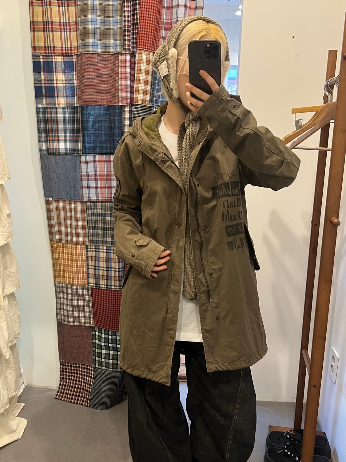 히스테릭글래머 카키 레터링 롱 파카 상품이미지3