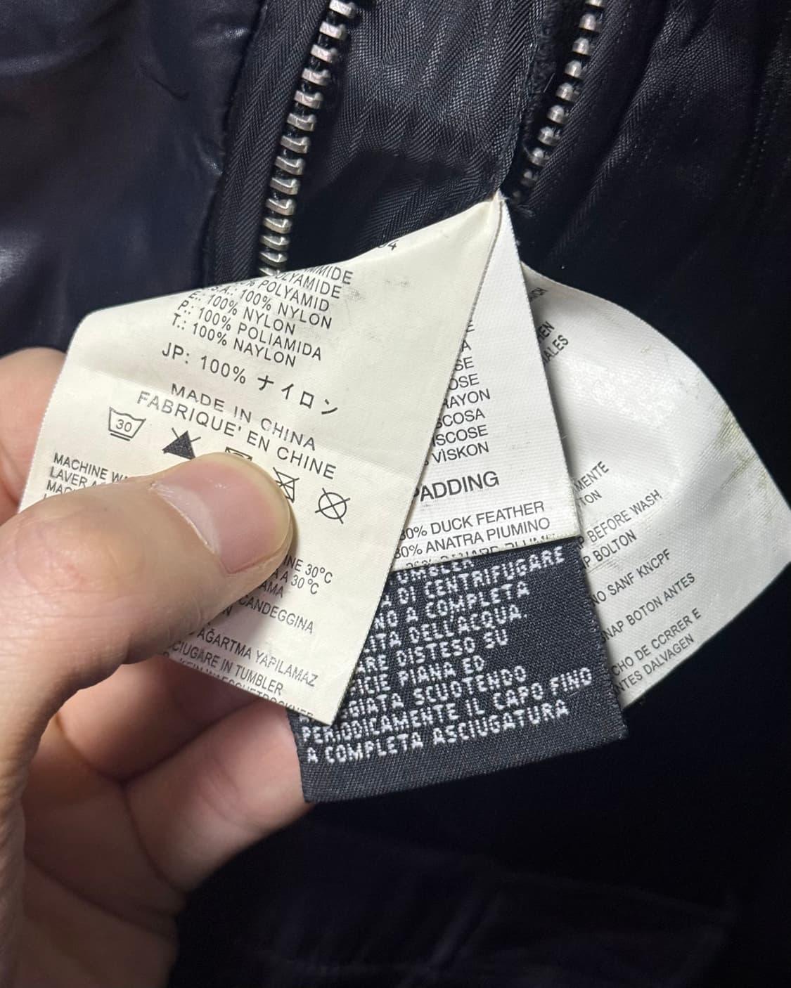 디젤 나일론 다크 네이비 남색 바이커 지퍼 덕다운 오리털 패딩 고스 펑크 상품이미지9