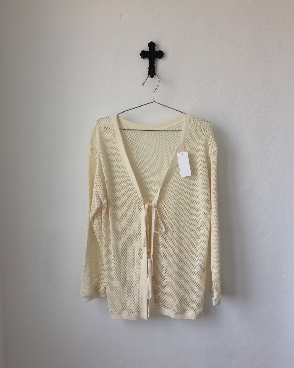 Tied punching knit cardigan 상품이미지2