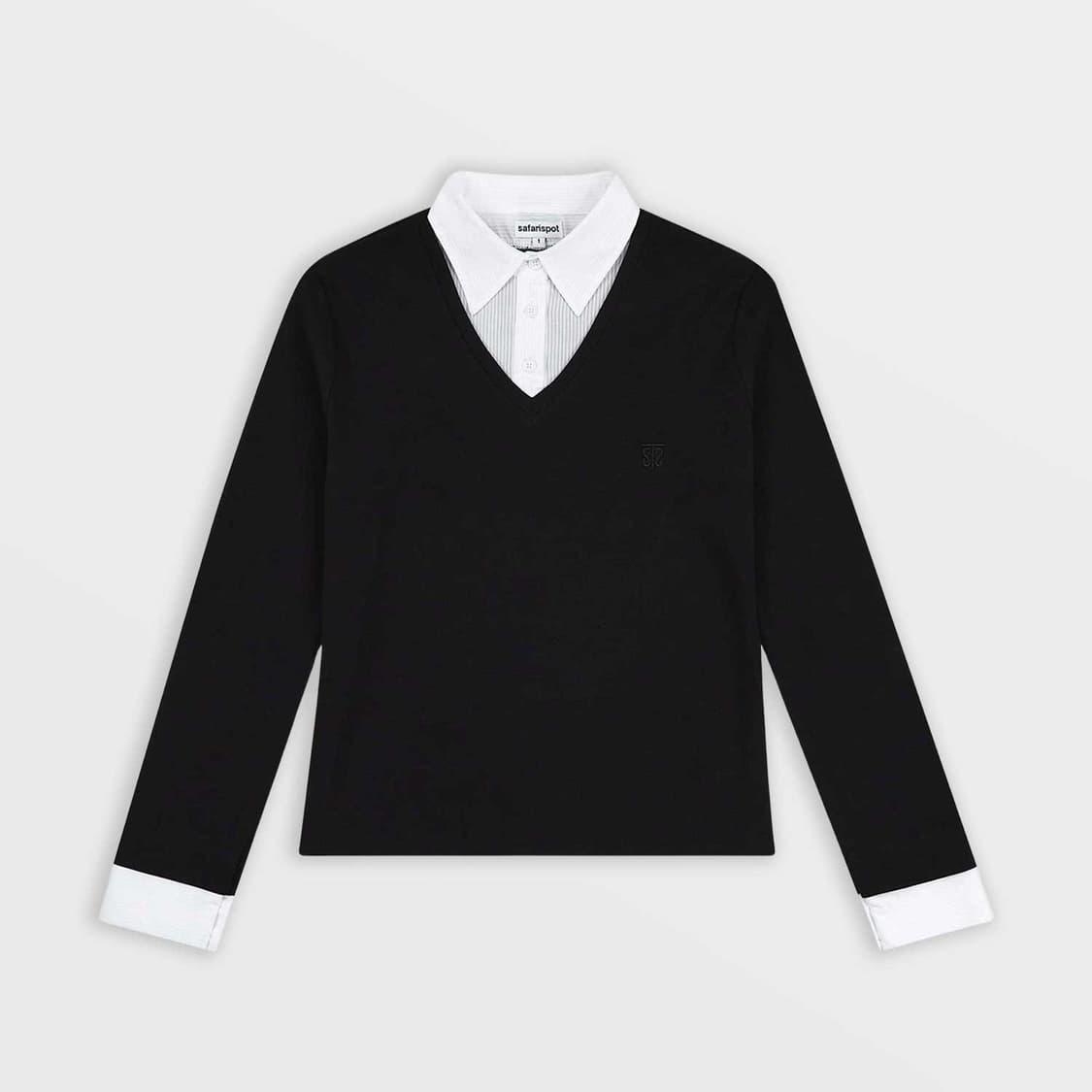 사파리스팟 스쿨 셔츠 슬리브 블랙 화이트 상품이미지1