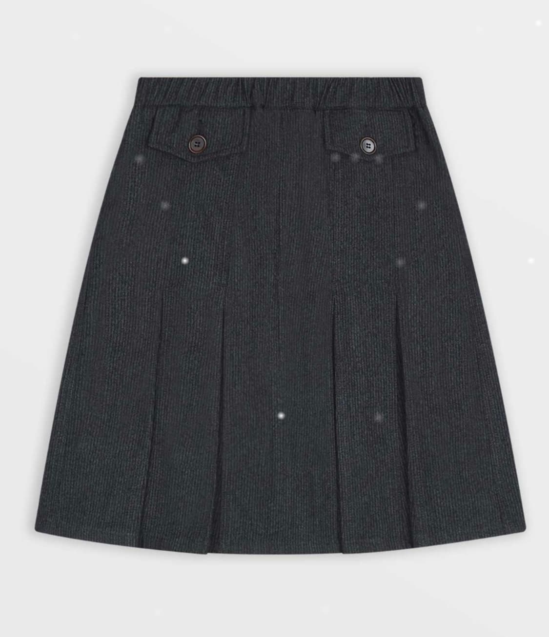 사파리스팟 투버튼 플리츠 울 스커트 블랙  상품이미지1