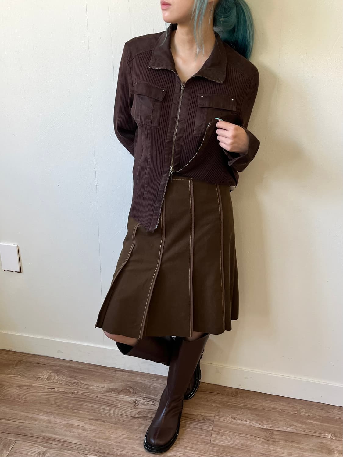 Cherissable 올리브 미디스커트 상품이미지6