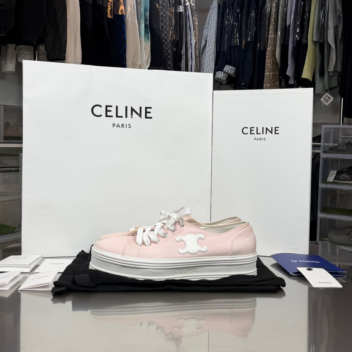 [리오브] 셀린느 제인 트리오페 레이스업 로우 스니커즈 상품이미지1