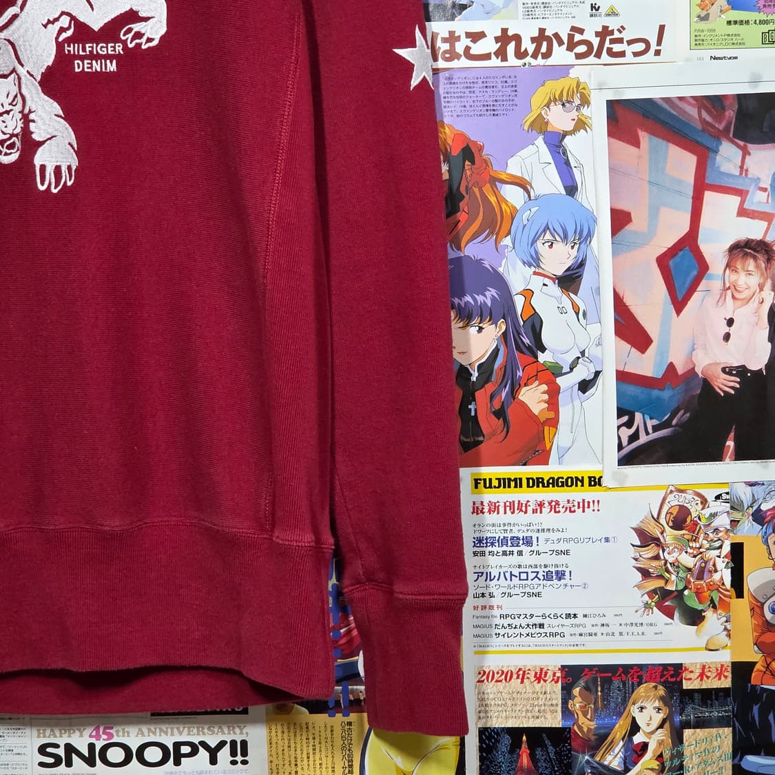 타미힐피거 버건디 별 자수 기모 맨투맨 상품이미지4