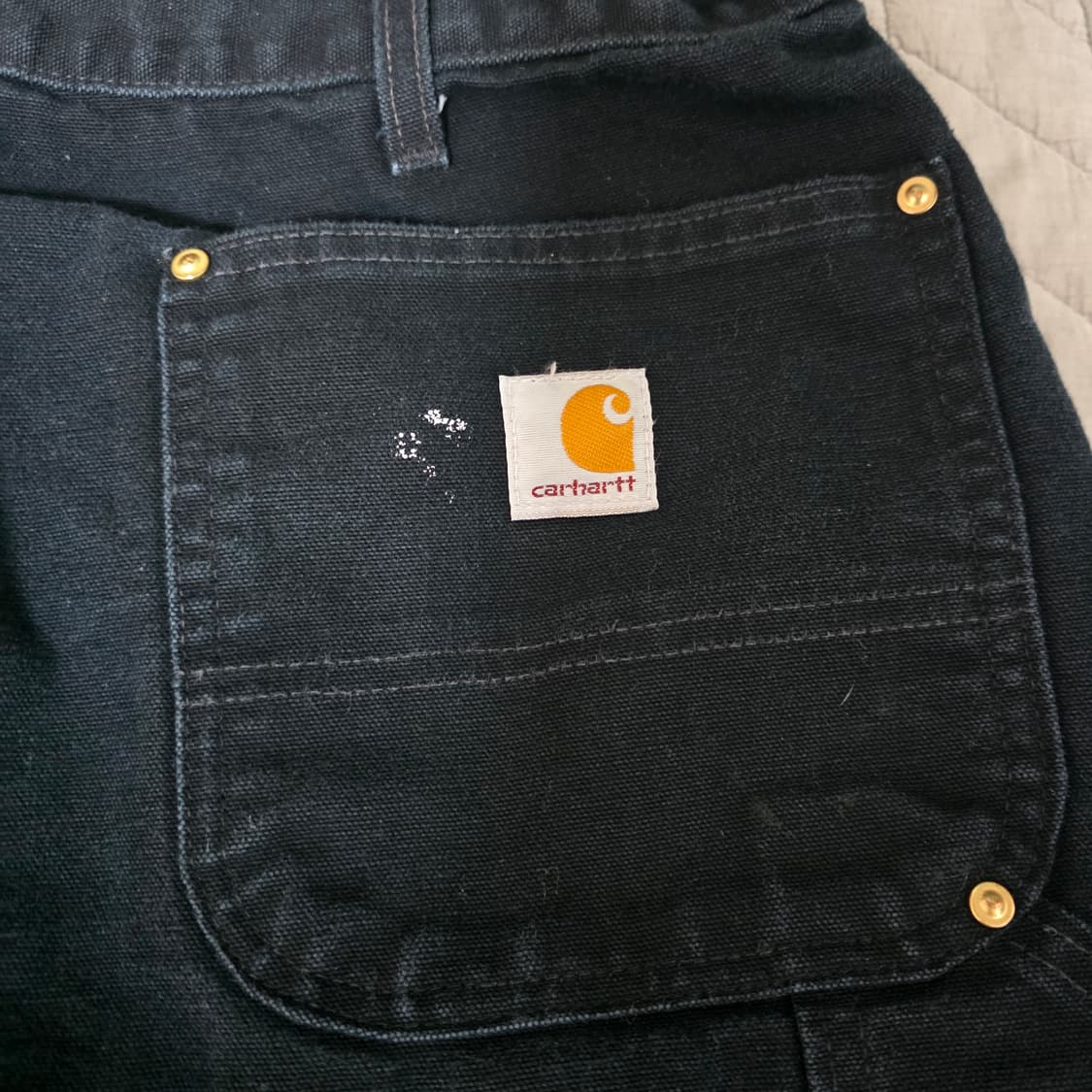 [38] 빈티지 칼하트 더블니 B01 BLK 워크팬츠 페인팅 크롭 BK4 상품이미지6