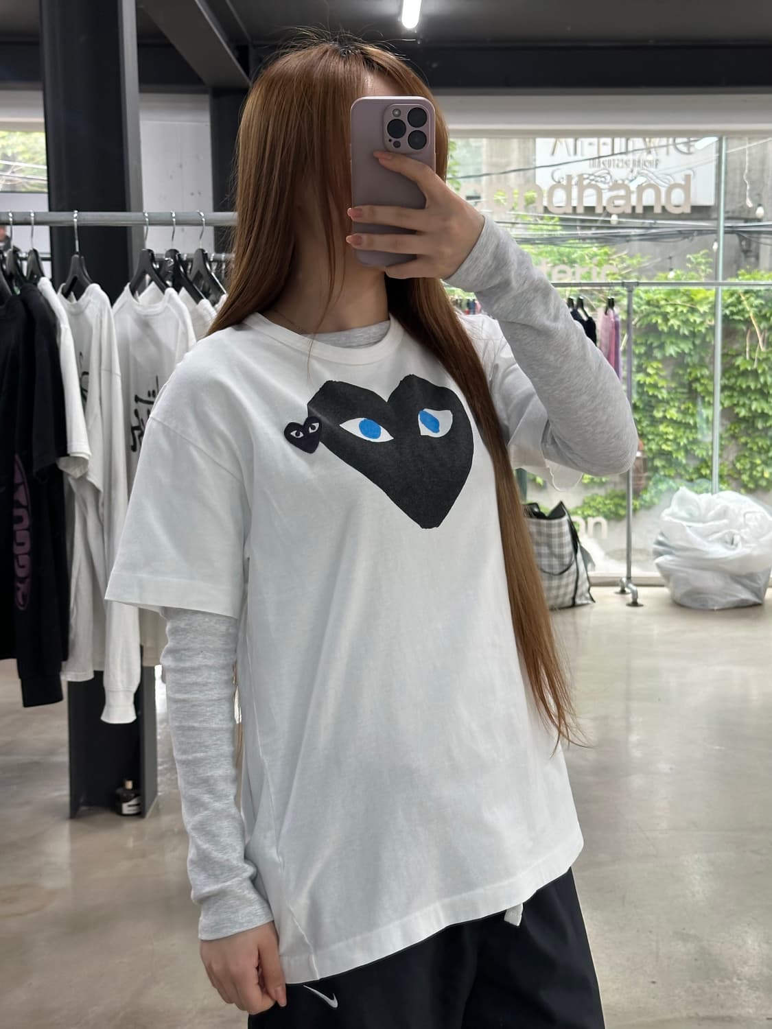 꼼데가르송 플레이 더블하트 블루아이 반팔티 상품이미지1