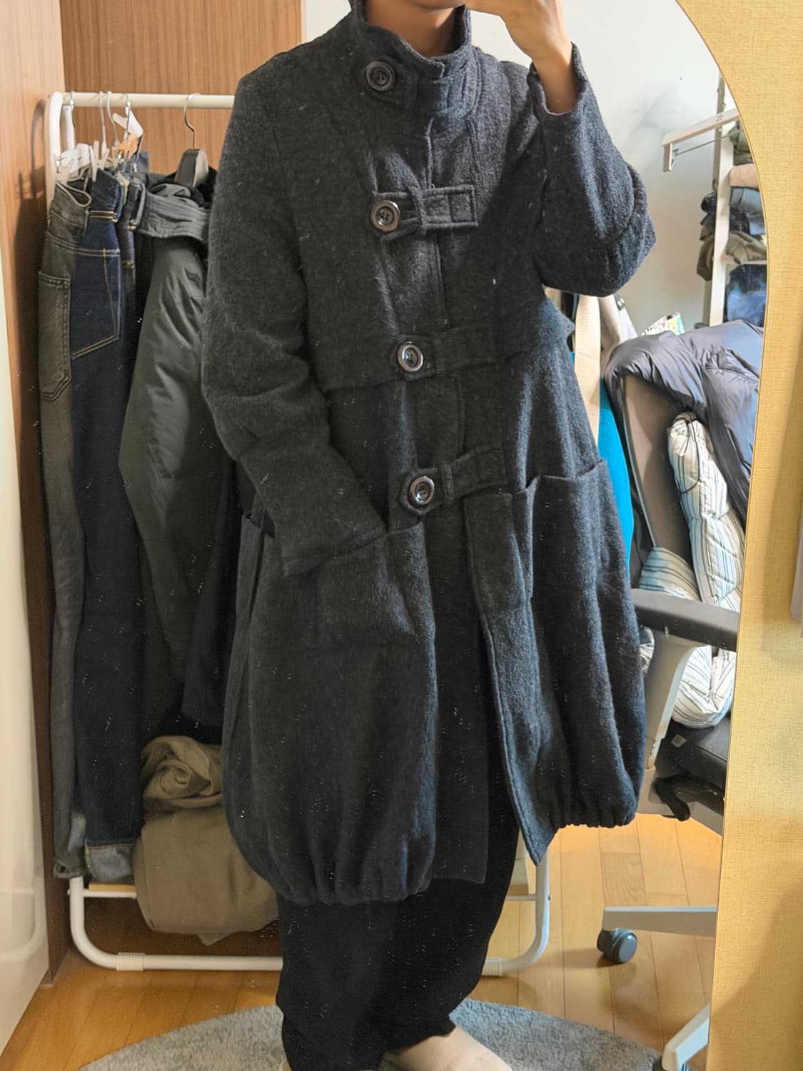 일본 빈티지 빅 버튼 울 코트 상품이미지2