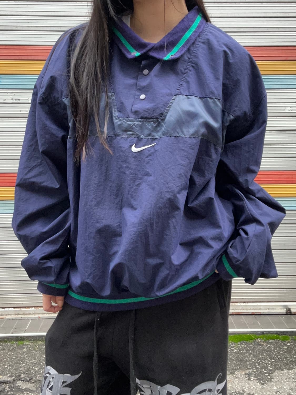 90s NIKE 올드스쿨 네이비 웜업  상품이미지2