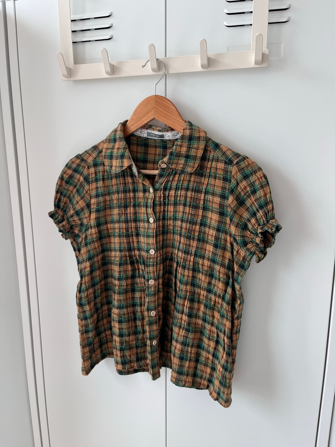 Joky gal 체크 셔링 반팔 블라우스  상품이미지8