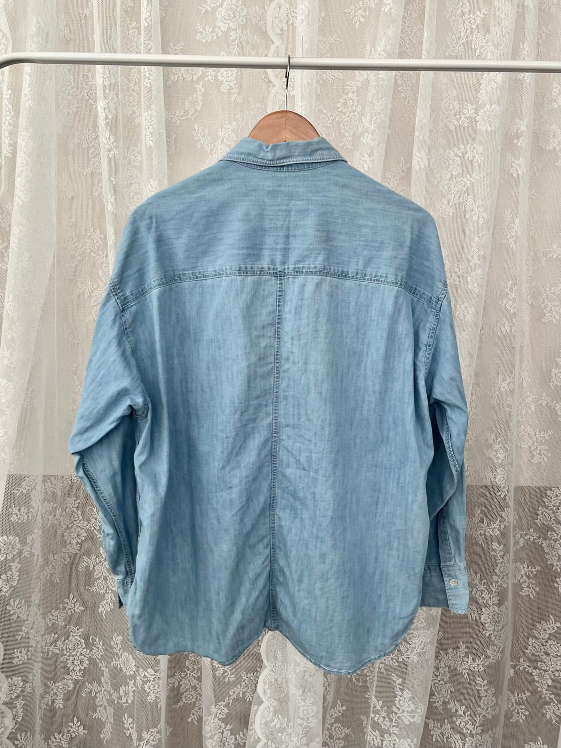 S) 파사드패턴 데님 셔츠 연청 상품이미지2